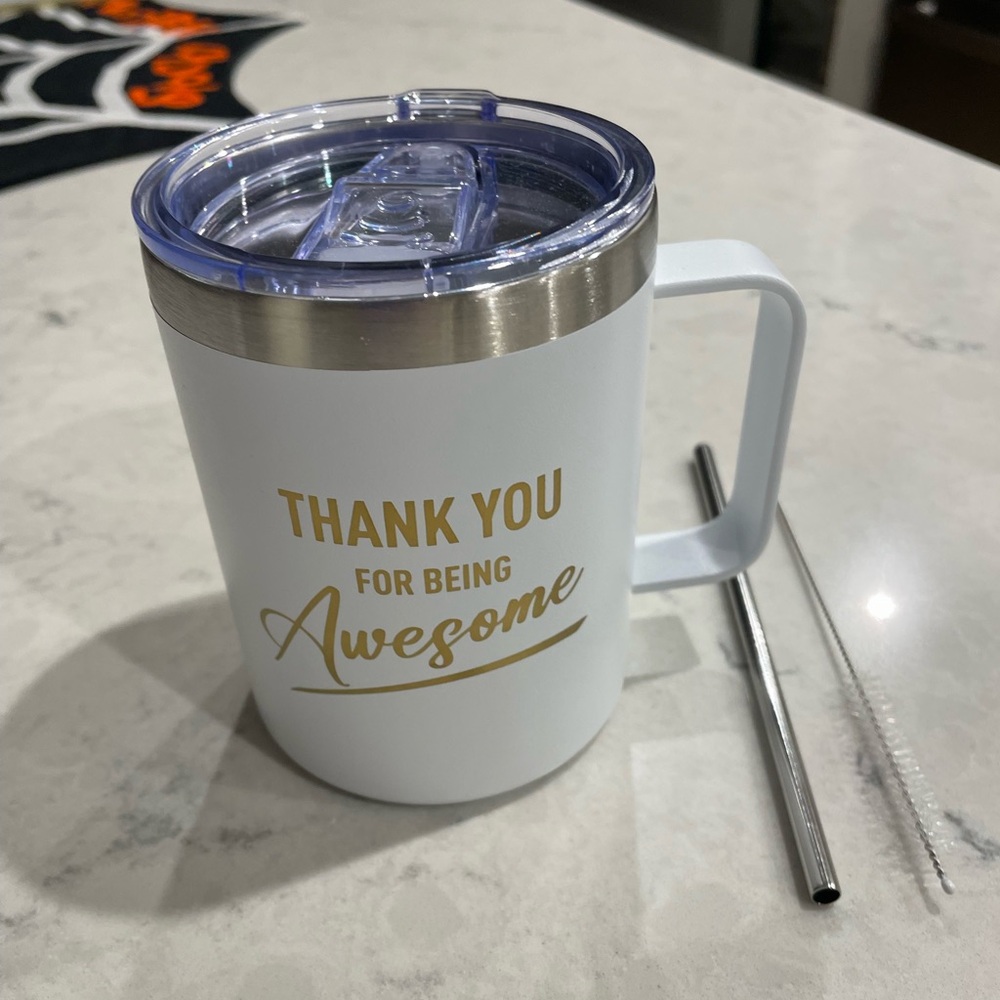 Stainless Steel Tumbler with Clear Lid NWOT